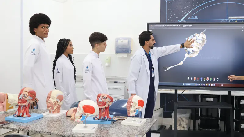 Modelos anatômicos e recursos para observar o corpo humano.